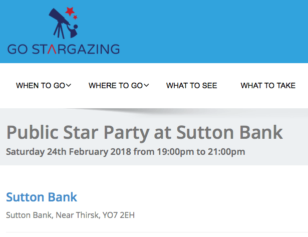 Public Star Party at Sutton Bank